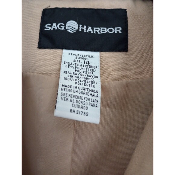 Sag Harbor Tan Zip Up Jacket Size 14 - Picture 4 of 8